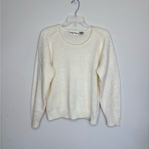 Kelly Harper Sweater Wool Blend Ivory‎ Embroidered Detail Women’s Medium BNCM3